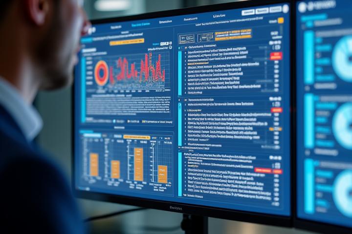 AI contract analysis dashboard displaying risk scores, identified clauses, and comparison to industry standards