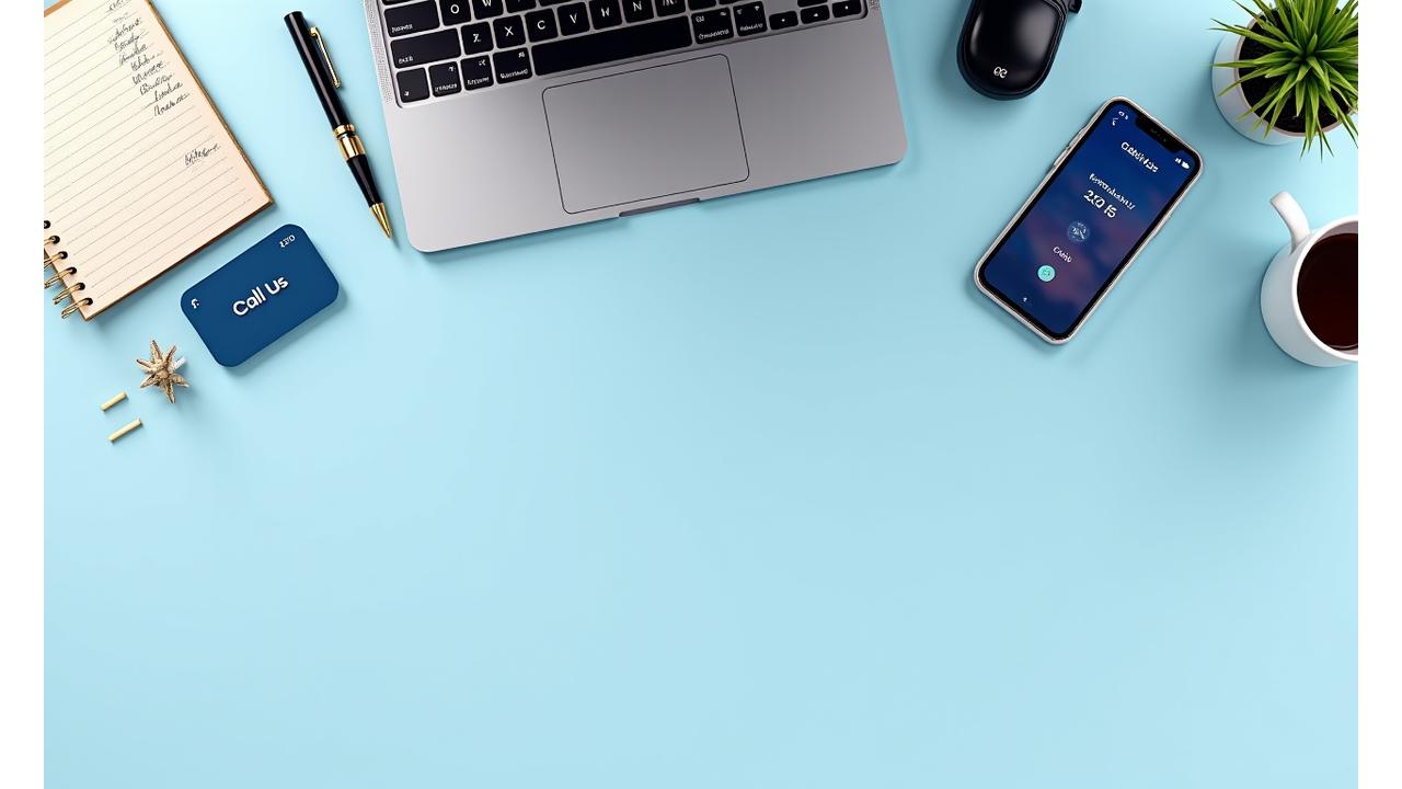 An overhead view of a well-organized desk with a laptop displaying a communication interface, a notepad, a pen, and a smartphone. The scene suggests multiple accessible ways to connect, emphasizing quick and easy communication for legal assistance.