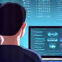 Icon of a person attending a cybersecurity training session on a laptop